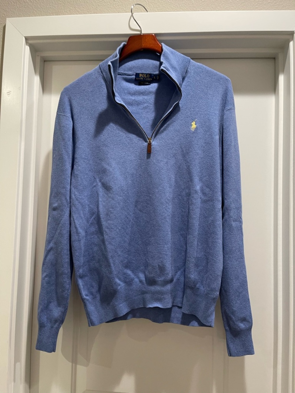 Ralph Lauren Light Blue Quarter-Zip Polo Sweater